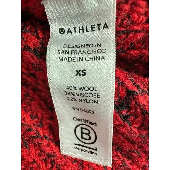 Athleta XS Sierra Wool Blend Crew Chunky Knit Sweater Candy Red Marl - Picture 8 of 10
